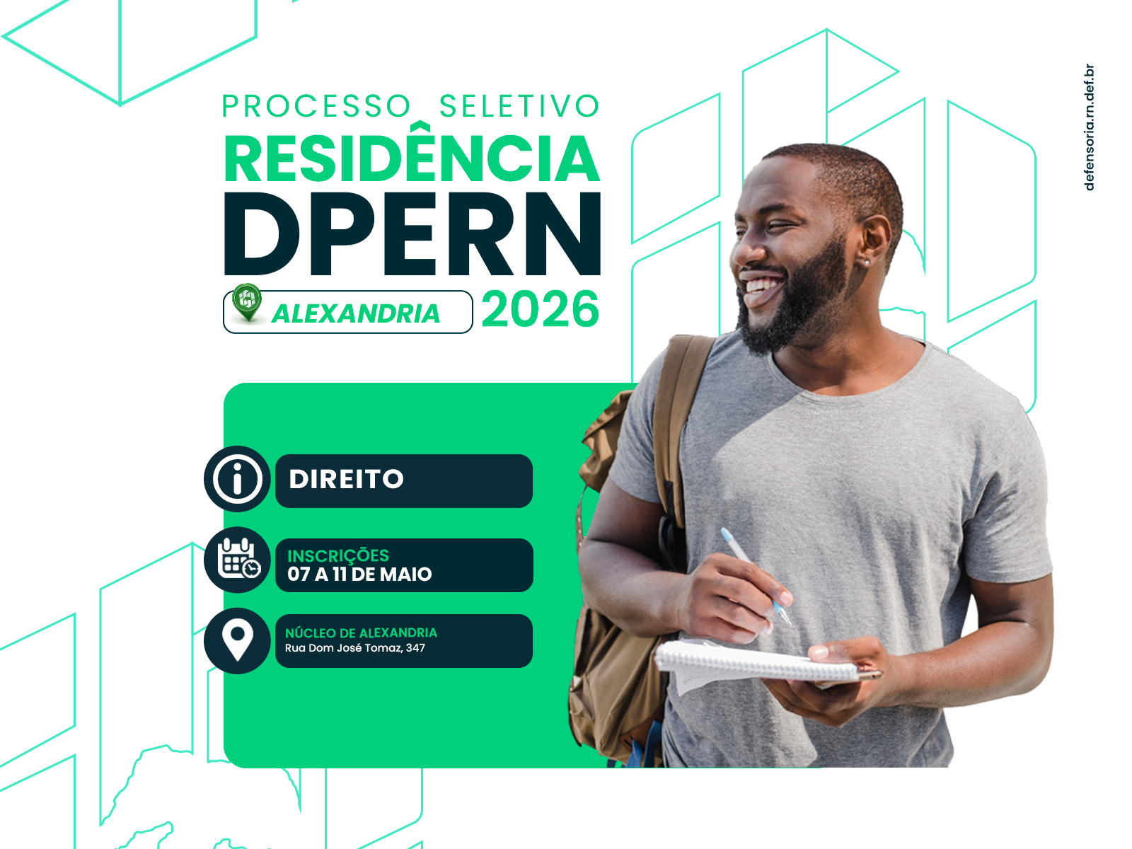 DPE RESIDÊNCIA: Núcleo de Alexandria lança seleção para residentes em Direito